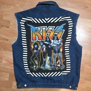 HANDMADE UPCYCLED KISS Denim Vest